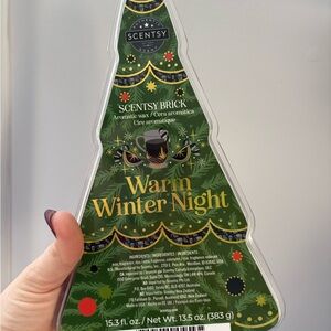 Scentsy Warm Winter Night Wax Brick - Green and Gold Accents